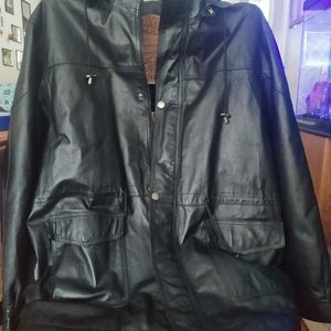 Unisex Black Leather jacket/coat